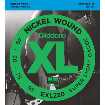 D'Addario EXL220 - Струны БАС-гитары, nickel,super soft , 40-95