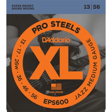 D'Addario EPS600 XL PRO STEEL Струны для электрогитары Jazz Medium 13-56 