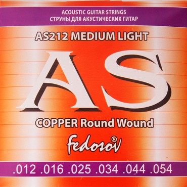 FEDOSOV AS212 Copper Round Wound Комплект струн для акустической гитары, медь, 12-54