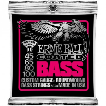 Ernie Ball 3834 струны для бас-гитары Coated Bass Super Slinky (45-100) 