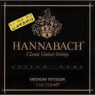 Hannabach 728MTC CARBON Custom Made Комплект струн для классической гитары, карбон/посеребренные