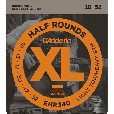 D'Addario EHR340 Half Round - струны для э/гитары,Light Top/Heavy Bottom, кален.ст. шлиф.опл 10-46
