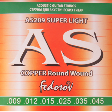 Комплект струн для акустической гитары Fedosov AS209 Copper Round Wound, медь, 09-45