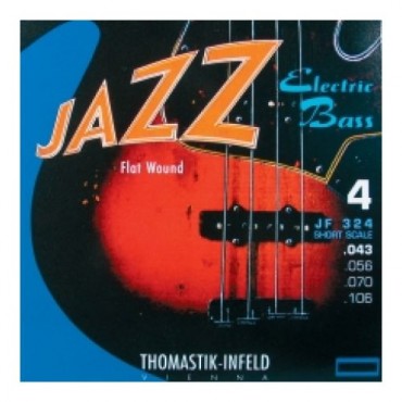 Thomastik JF324 Jazz Flat Wound Комплект струн для бас-гитары, никель, плоская оплетка, 43-106