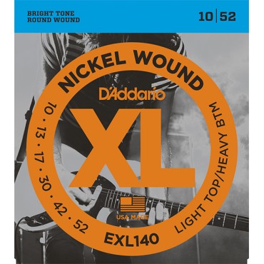 D'Addario EXL140 XL NICKEL WOUND Струны для электро-гитары Light Top/Heavy Bottom 10-52